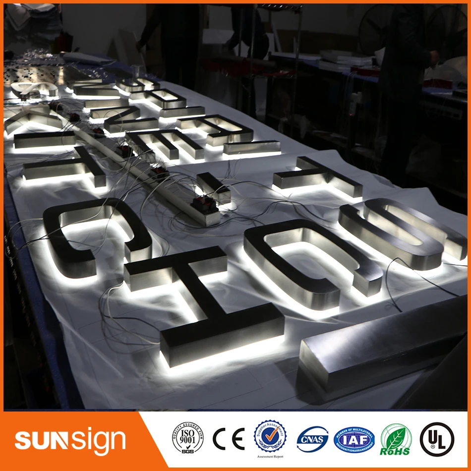 Geborsteld Roestvrij Staal Backlit Letters