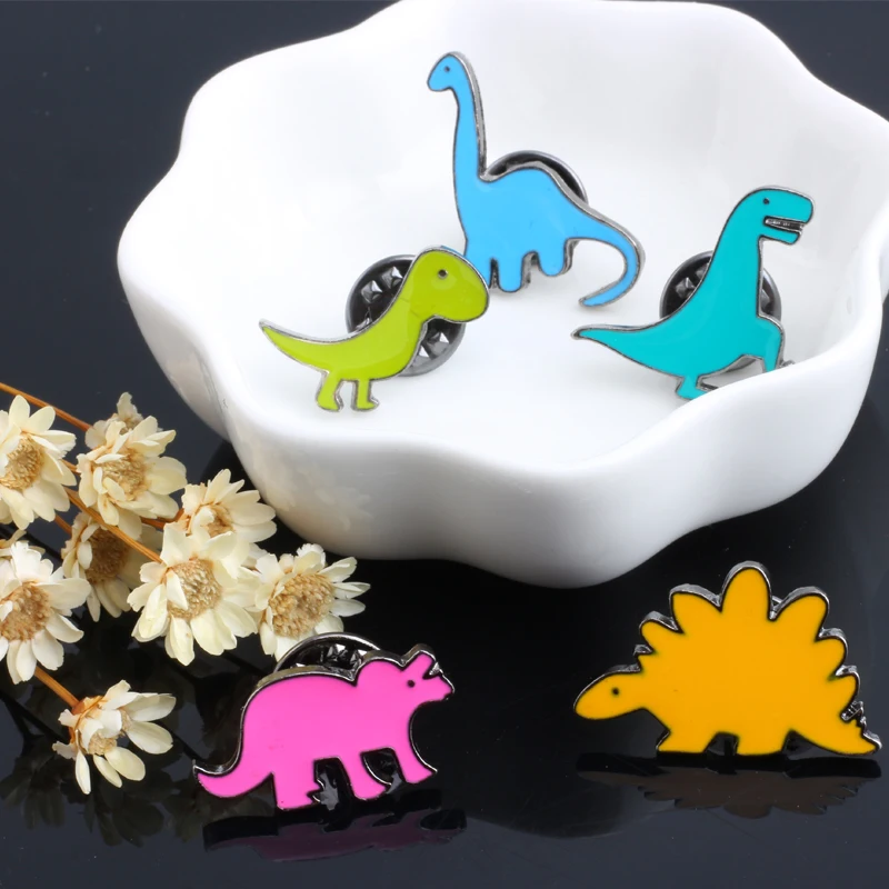 5 pcs /set Fashion Cartoon Dinosaur Enamel Brooch Mini Cute Animal Brooches Pins Clothes Hat Decoration Jewelry For Men Women