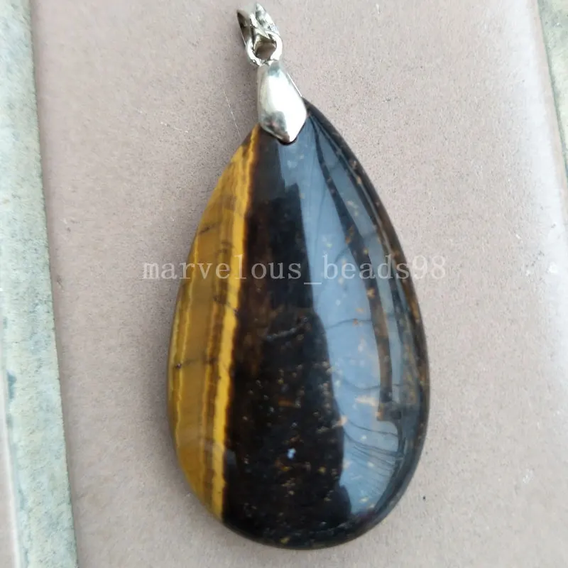 Carnelian Opal Goldstone Blue Sand Labradorite Tiger\'s Eye Crystal Water Drop Women Men Pendant Bead PC5403