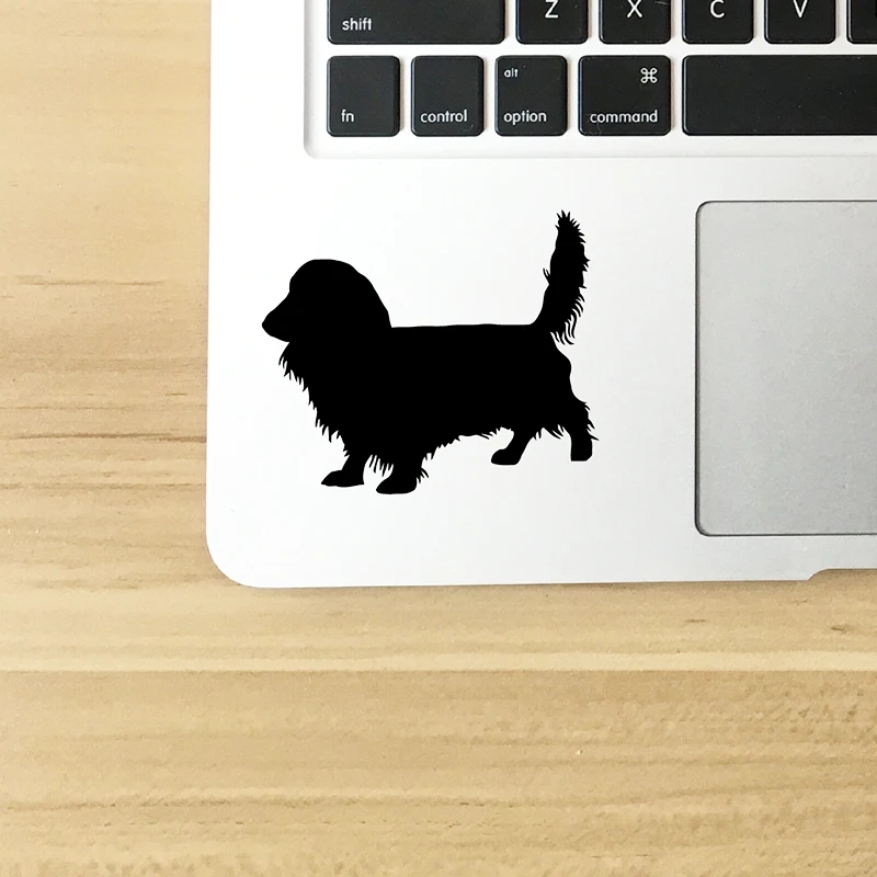 Long Haired Dachshund Silhouette Vinyl Decal Sticker Dog Art Decor , Personalized Pet Name Dachshund Decal For Laptop Wall Decor