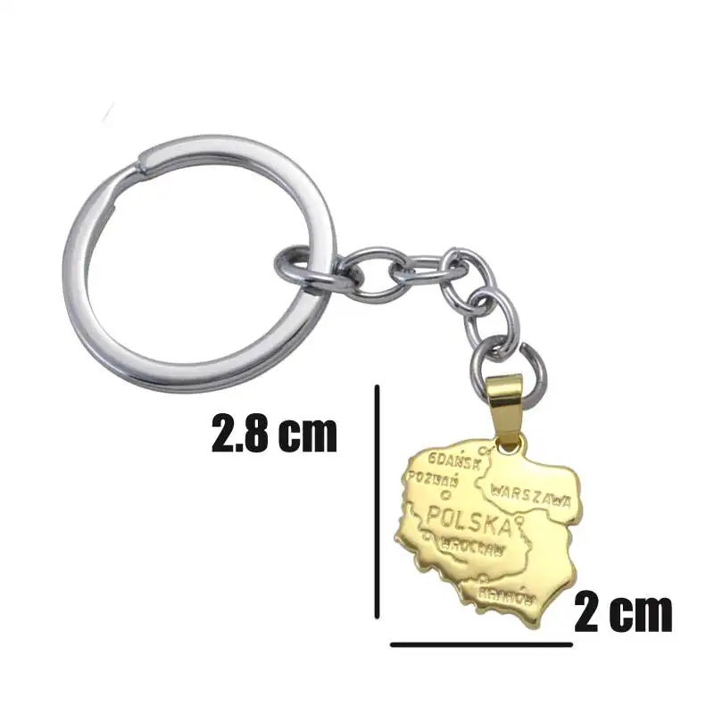 Poland map key chain key ring   country map jewelry