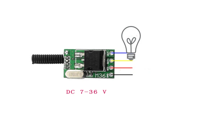 mini remote control switch  silent  dc 7 V 9V 10V  12V 24V 36V  DC7-36V   2 receiver + 1 transmitter  Lantern light ribbon