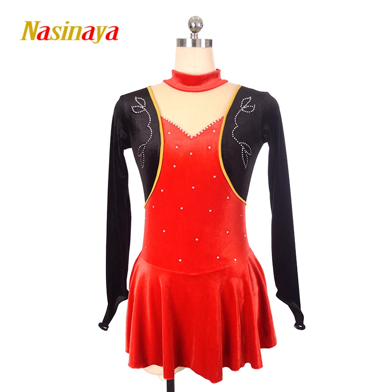 Nasinaya Figure Skating Dress Customized Competition Women's Children's Rhythmic Gymnastics Dance Red Velvet Performance Dress