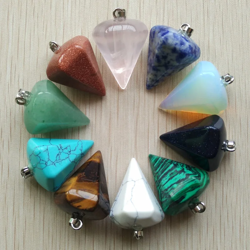 Wholesale 10pcs/lot  Fashion Assorted Natural Stone Pyramis Shape charms Pendants 25x30mm for  jewelry making  free shipping