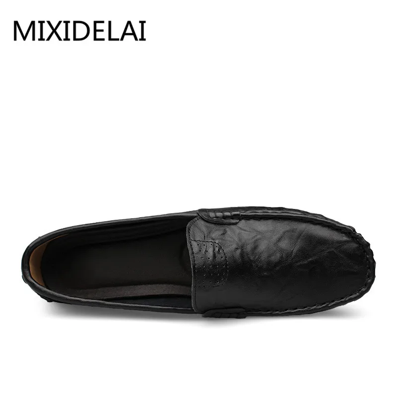 MIXIDELAI Soft Leather Men Loafers New Handmade Casual Shoes Men Moccasins For Men Leather Flat Shoes Big Size 36-48 Fashion