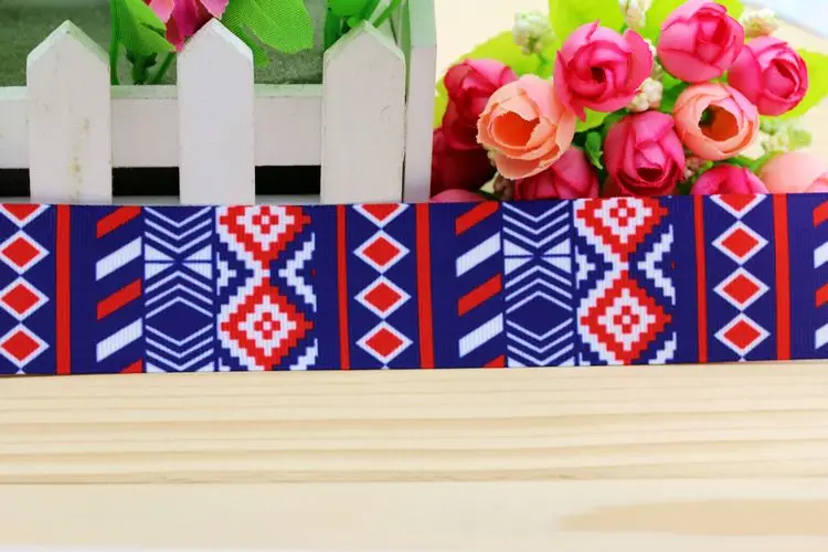 DUWES DHK 1.5''  aztec printed grosgrain ribbon hair bow headwear party decoration wholesale OEM 38mm H5056