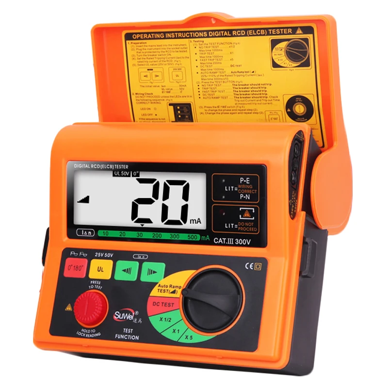 Leakage Switch Tester Smart Sensor SW5406 Digital RCD ELCB Tester Leakage Current Test 10/20/30/200/300/500mA