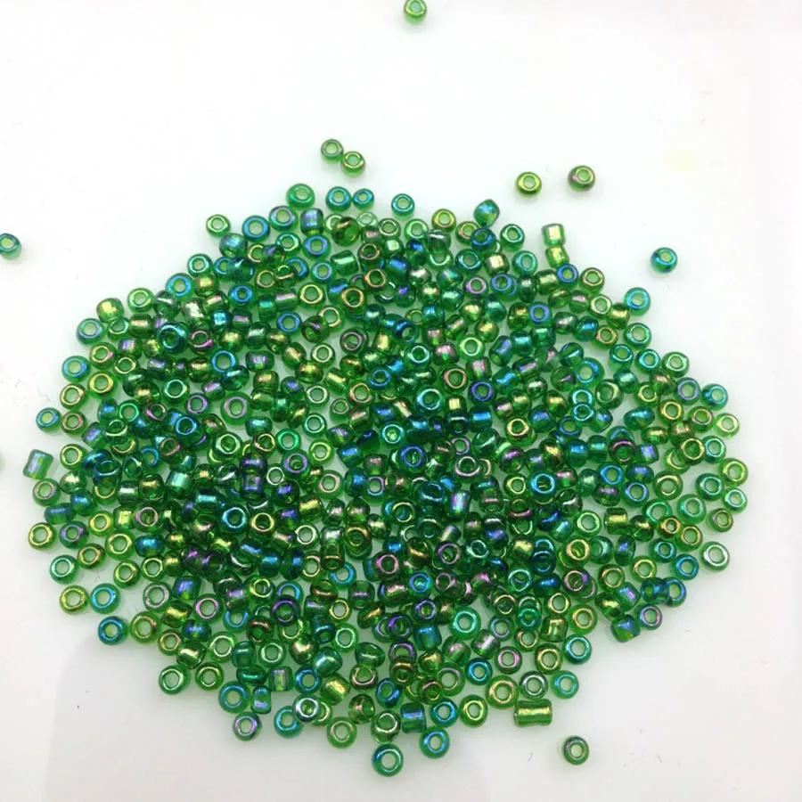 16g 1000X2mm 12/0 AB Colore Verde Rotondo Trasparente Allentato Branelli del distanziatore Cezch Vetro Seed Beads Handmade Jewelry DIY