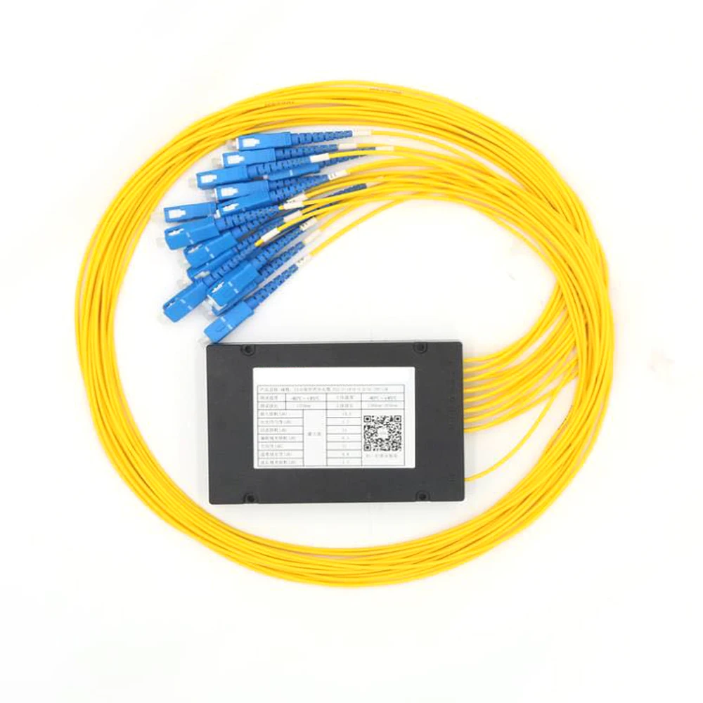 

High Quality SC/UPC 1x16 FBT Fiber Optic Splitter 1310/1550nm Singlemode, PLC Splitter Module SM 1M, High Reliability