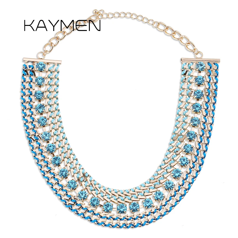 KAYMEN New Handmade Strands Rope Crystal Statement Chokers Necklace Chunky Fashion Jewelry for Women Drop-shipping Wholesale