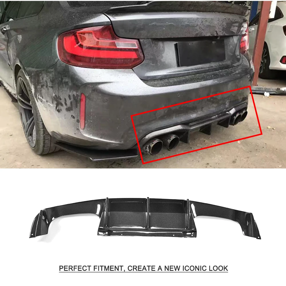 For BMW F87 M2 and Competition Version 2014 - 2019 Rear Bumper Lip Diffuser Spoiler Carbon Fiber Bumper Guard