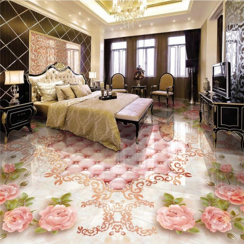 

beibehang floor painted to the European style rose soft bag marble relief floor 3D to paste papel de parede 3d para sala atac