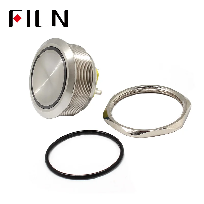 40mm stainless steel ring lamp  6v 12v 24v 220v  green white yellow red momentary latching 1no1nc led metal push button switch