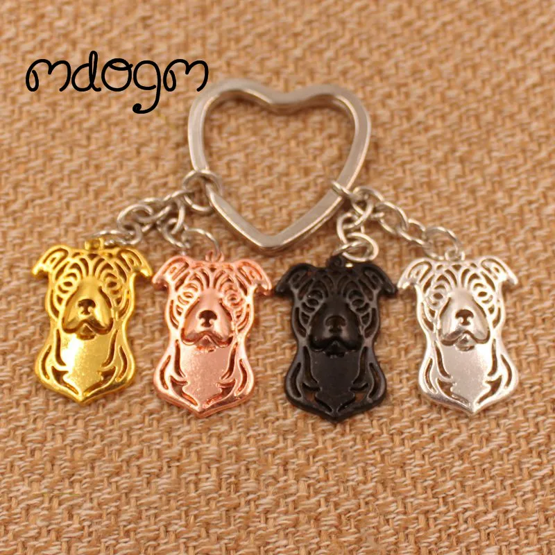 American Staffordshire Terrier Dog Animal Gold Silver Plated Metal Pendant Keychain For Bag Car Women Men Girls Boys K050