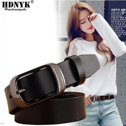 Hot Sell Black Buckle Fashion Wide Genuine Leather Belt Woman Vintage Cow Skin Belts Women Top Quality Strap Female for Jeans