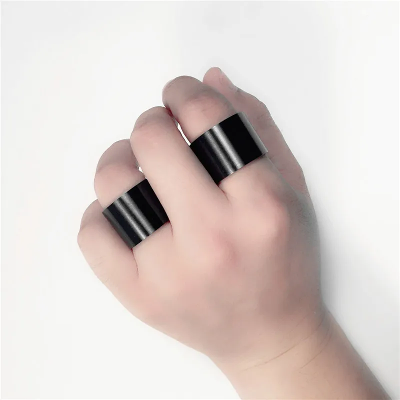 1Pcs Dull Polish Matte Men\'s Black Titanium Steel Finger Rings For Men and Women Party Street Fashion Style Rings 14mm 18mm
