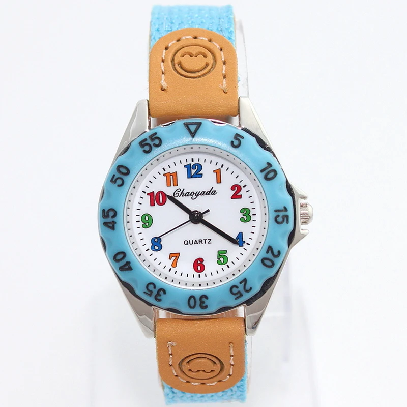 Fashion Children Watches High Quality Colorful Kids Children Gift Boy Girl Fabric Strap Learn Time Student Wristwatch U32