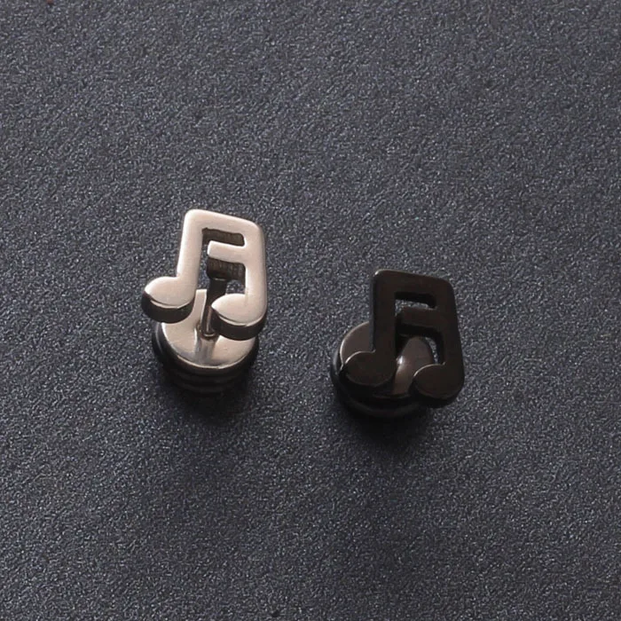 no fade Delicate  Fashion small Cute Lovely Musical Note Titanium Stud Earrings medical for Boy Girls Earring Jewelry men