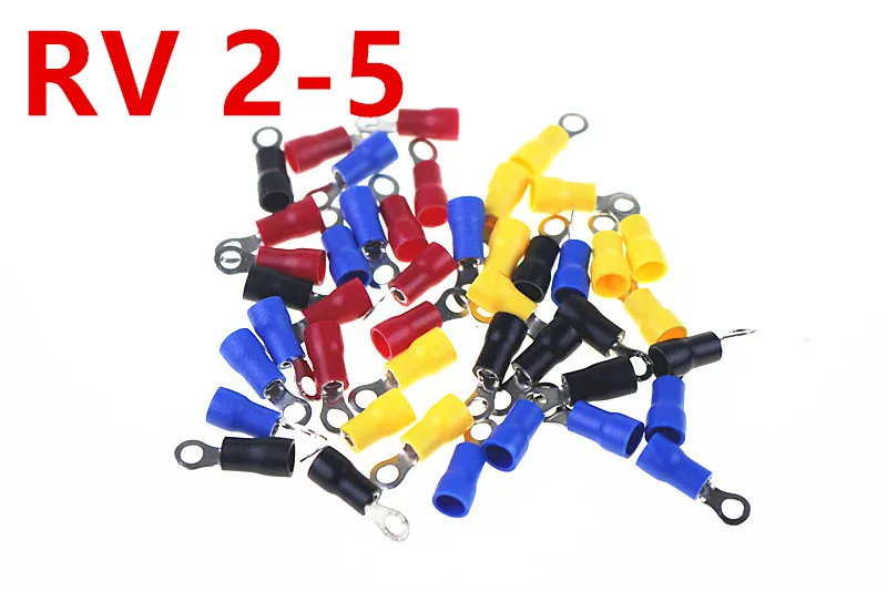 100PCS 50PCS/ LOT RV2-5 Blue Ring Insulated Wire Connector Electrical Crimp Terminal Cable Connector Wire Connector