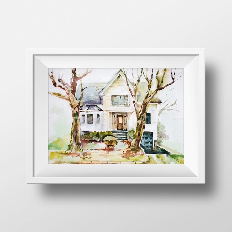 Wall Art Twilight\'s Cullen Family Residence and Bella Swan House Watercolor Print , The Twilight Saga Poster Painting Fan Gift