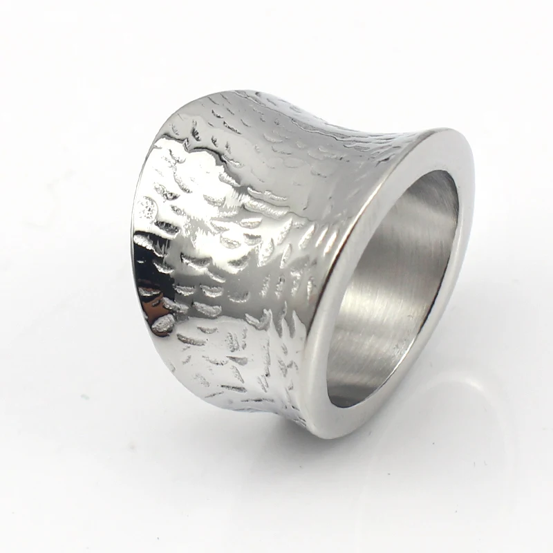 Edge Curled Engraved Silver Color Finger Rings Jewelry Women Stainless Steel Party Ring Band Size 7 8 9 10 6
