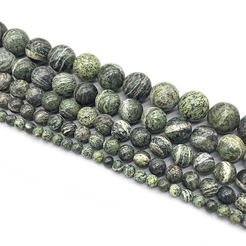 Natural Stone Green Zebra Jaspers Round Beads 15\