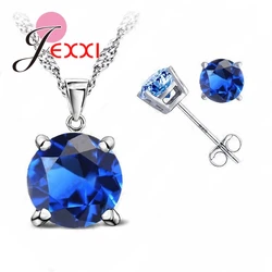 Most Popular Jewelry 4 Claws Cubic Zirconia Good Quality 925 Sterling Silver Jewelry Sets Stud Earring Pendant Necklace