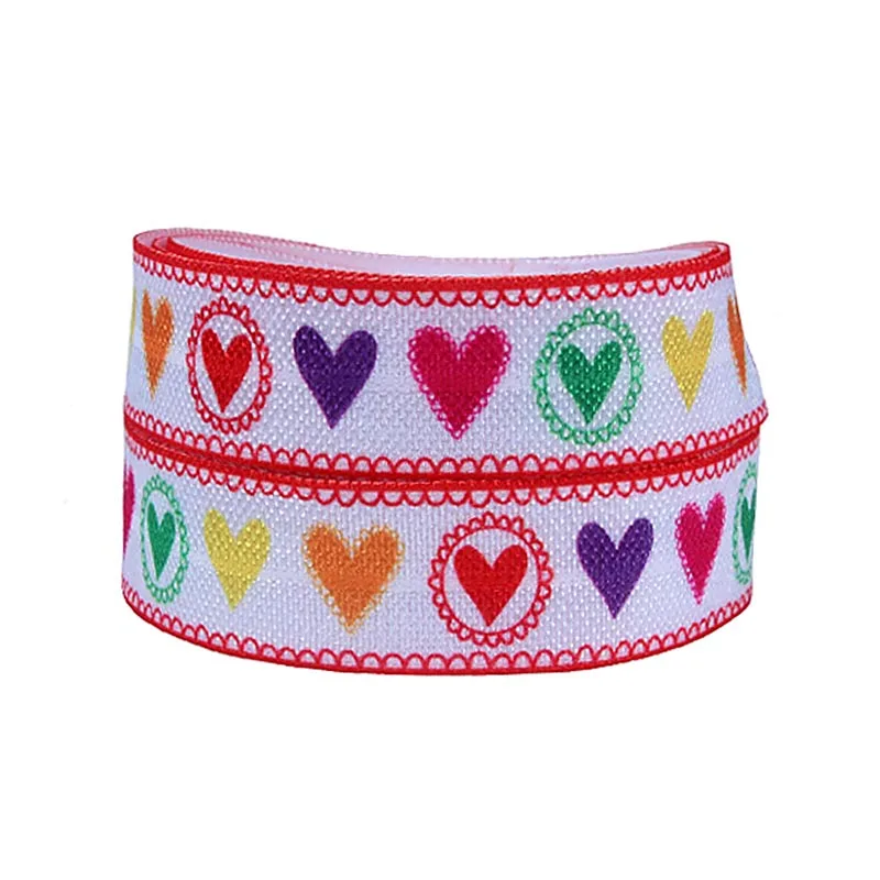 

FLRA FOE FLORA ribbon wholesale valentine colorful heart foe ribbons fold over elastic ribbon