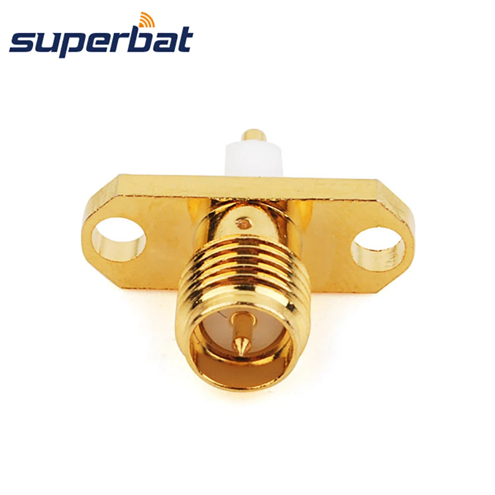 Superbat RP-SMA 2 Hole Panel Mount Female with Short Dielectric and Solder RF Coaxial Connector