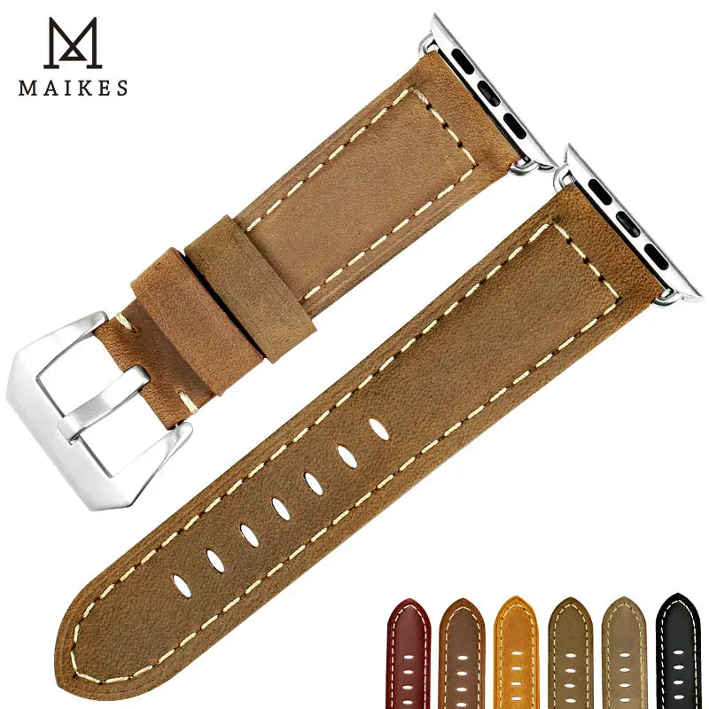 

MAIKES Vintage leather Strap For Apple Watch Band 45mm 41mm 44mm 40mm 42mm 38mm Series 7 6 SE 5 4 3 iWatch Watchband