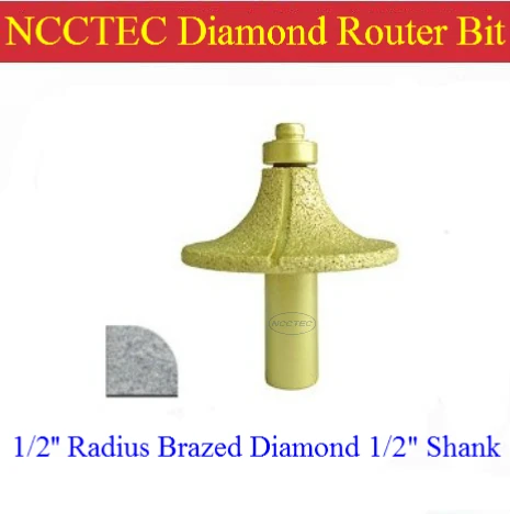 

1/2'' R12 Radius diamond vacuum Brazing brazed router bit with 1/2" Shank FREE shipping | marble, granite slabs edge tools