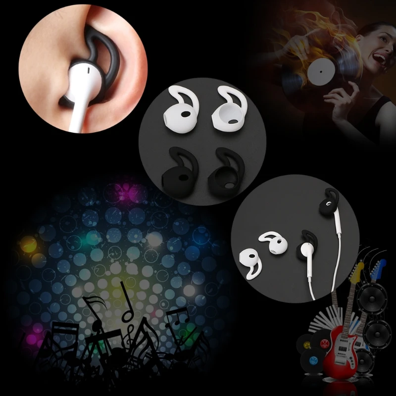 2Pairs Eartip Silicone in-ear Headset Earbuds Cover with Ear Hook for Apple Airpods iPhone 8 7 6 6S Plus 5 5S SE EarPods