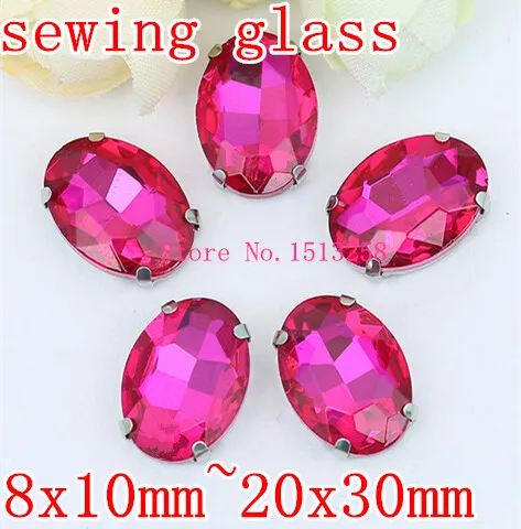 

Rose Red Color Sew On Crystal Oval Fancy Stone With Metal Claw Setting8x10mm,10x14mm,13x18mm,18x25mm,20x30mm For Jewelry,garment