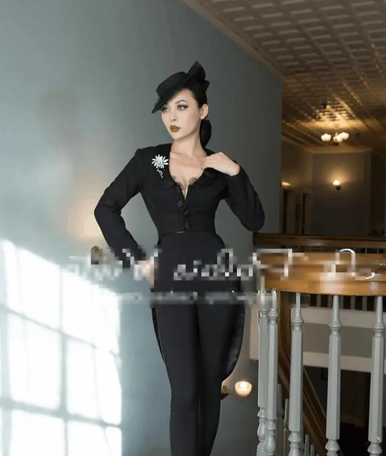 le palais Retro black Woolen was thin woman sexy fashion 2018 new Occupation Dovetail coat Hepburn top Suit