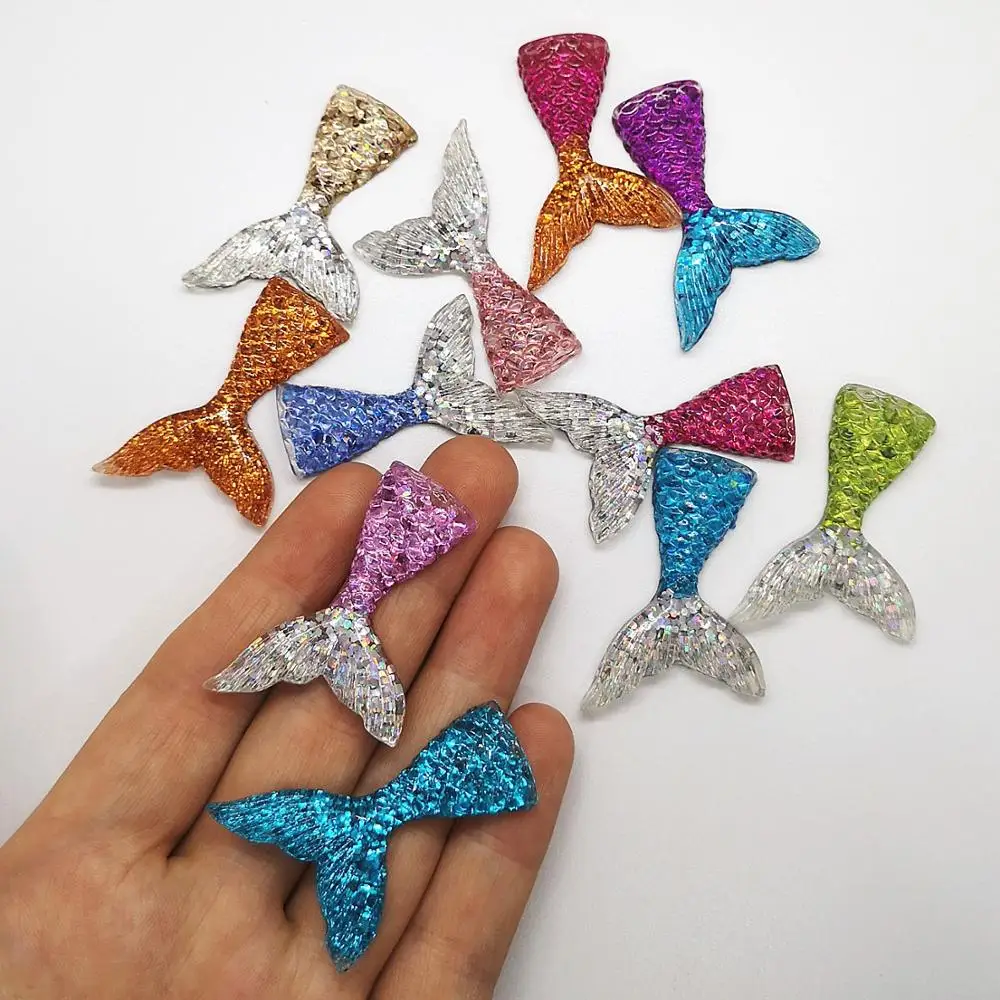 8pcs Ocean Glittering Crystal Clear Mermaid Fish Tail Shell Slices Slime Filler For Kids DIY Accessories Supplies Decoration