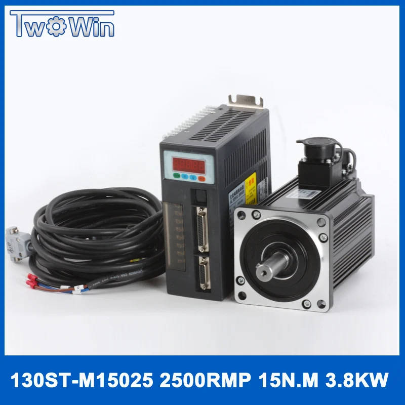Servo Motor de Alta Potência & Motorista 130st-m15025 15n.m 3.8kw 220v 130st Monofásico ac Drive 15025 Servo Motor