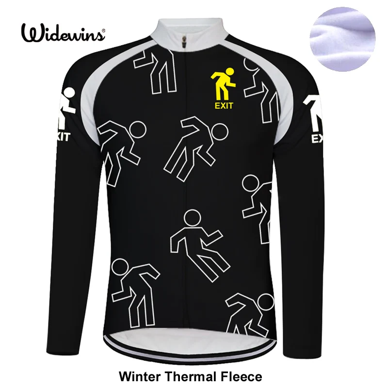 

EXIT Winter thermal fleece cycling clothing long sleeve ropa ciclismo alien skin sport wear mtb bike cycling jersey men 6539