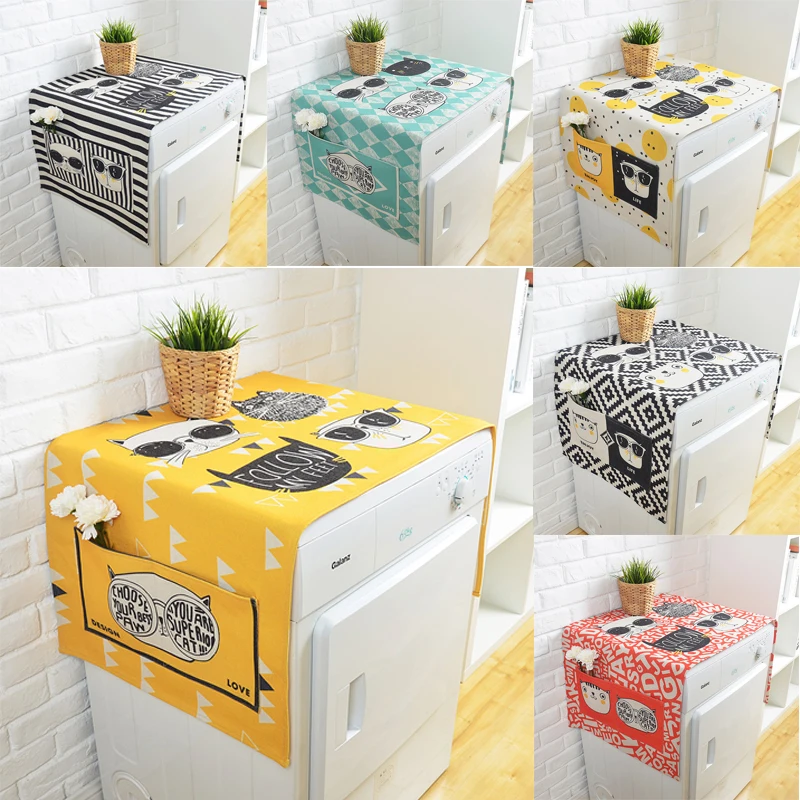 Drum washing machine cover cloth Refrigerator  Dust cover cloth Bedside table dust cover cloth Cotton linen cloth cover towel