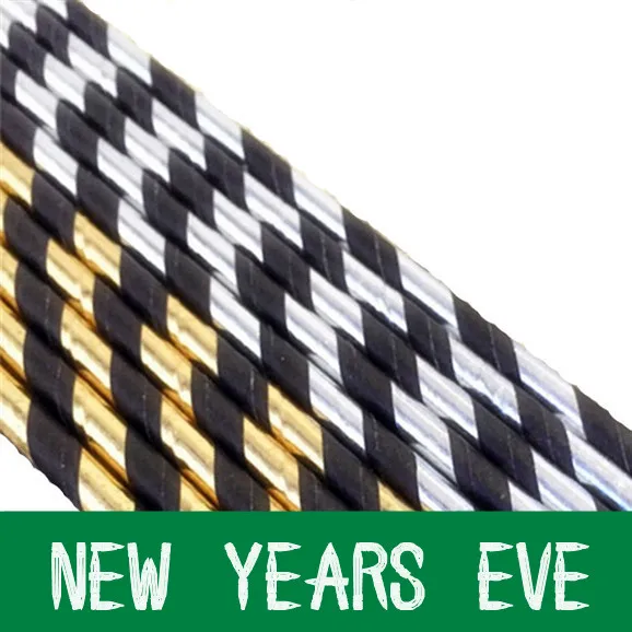 Fast DHL 1000 pcs Pick Colors New Year Paper Straws Bulk,Metallic Black Gold Silver Foil Striped New Years Eve Holiday Party