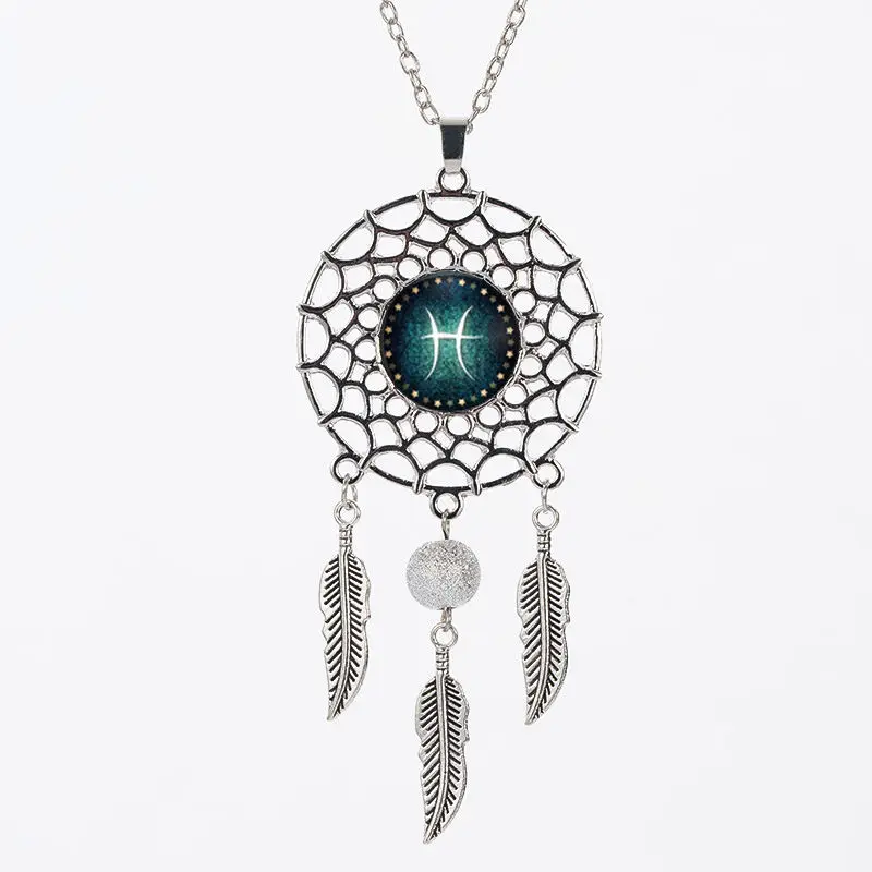 blank necklaces pendants for sublimation fashion dream catcher Feather necklace pendant for women private custom diy gifts