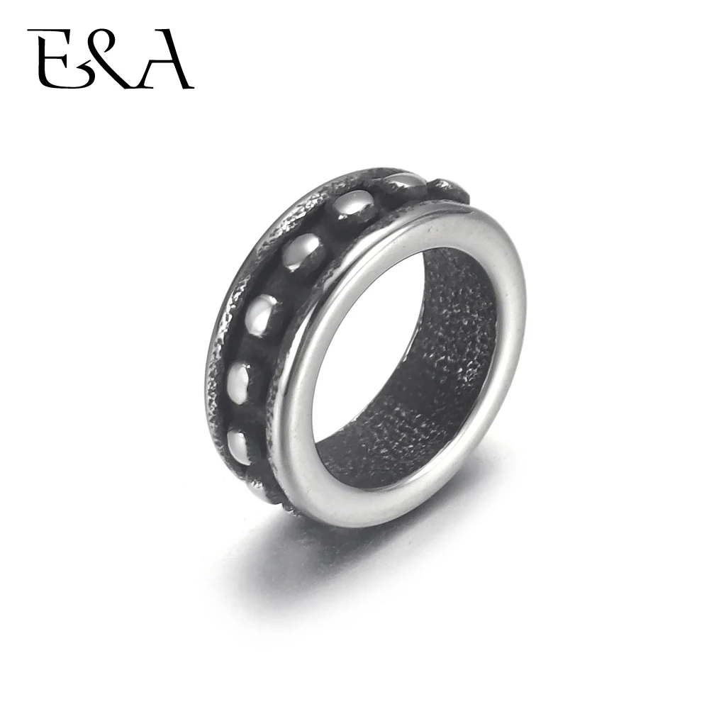 Stainless Steel Dot Ring Bead 6mm Large Hole Spacer for Jewelry Bracelet Making Metal Beads DIY Supplies Parts