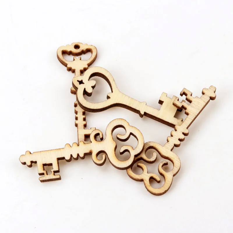 Natural Wood Color Key Wood Pattern Scrapbooking Art Collection Craft for Handmade Accessory Sewing Home 16x36mm 20pcs MZ145