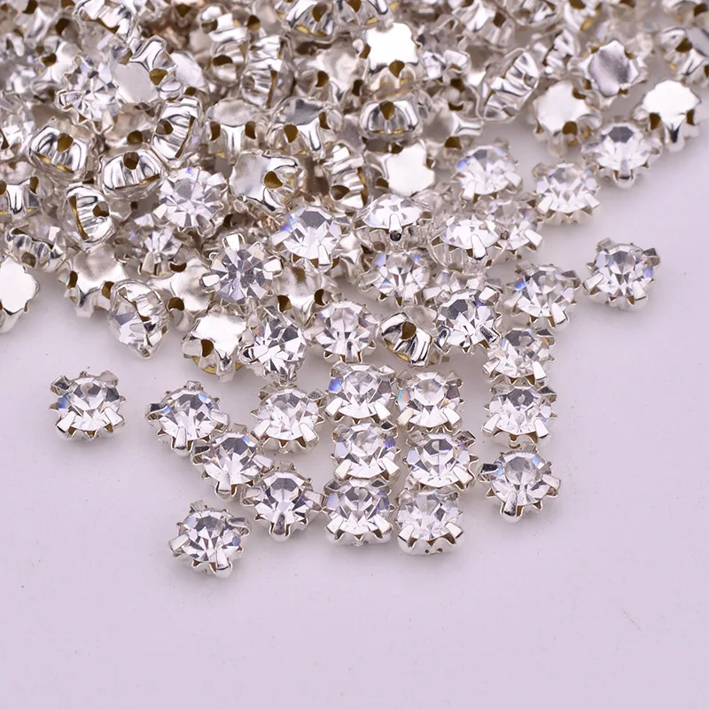 JUNAO SS12 1440pcs เย็บทองสี Claw Rhinestones แก้ว AB คริสตัลหินเย็บบน Flatback Strass สําหรับเสื้อผ้าชุดหัตถกรรม