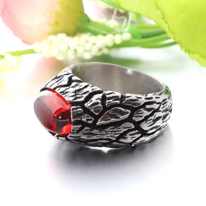 New red stone ring male titanium steel men's ring manufacturers manufacturers free shipping