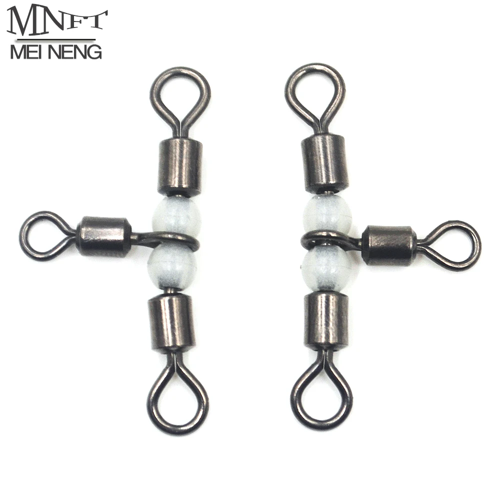 

MNFT 1 Pack Triple Swivels With Glow Beads Fishing Rolling Swivels Tackle Connector Trigeminal Swivel Fishing Tackle Accessory