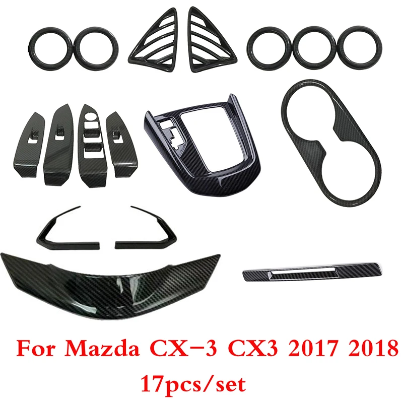 

For Mazda CX-3 CX3 Dashboard mid console Gear Shift Frame Air Conditioning AC Vents Steering Wheel Panel speaker Cover Trim