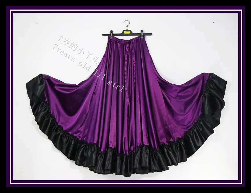 720 degrees gypsy Flamenco Skirt Tribal Gypsy Belly Dance Satin Silk 22Yards With Border  FH12 14