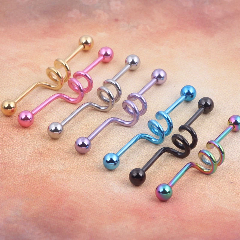 2 วงกลมอุตสาหกรรม barbell piercing 42 PCS 7 สีเกลียวต่างหูเครื่องประดับหูเจาะบาร์ tragus Helix EAR Plug Stretcher