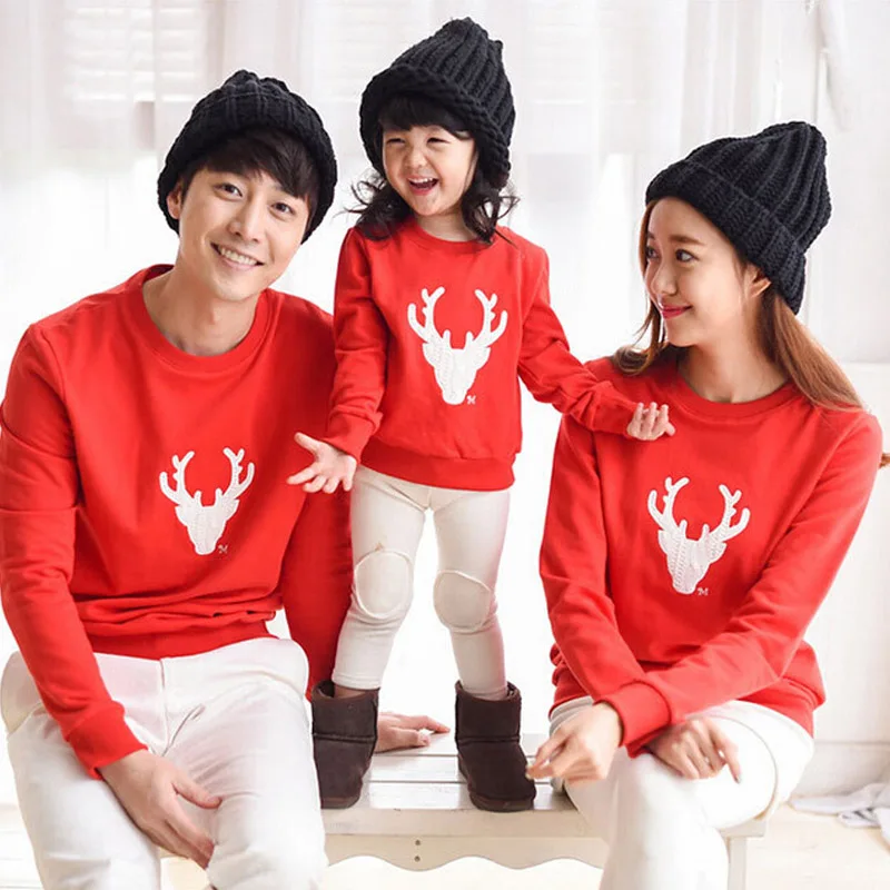 

Christmas Family Clothing Matching Mother And Daughter Clothes Father Son Outfits Cotton Cartoon Fashion Parent-child Hoodies