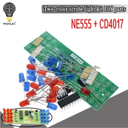 Red Blue Double Color Flashing Lights DIY Kit Strobe NE555 + CD4017 Electronic Practice Learning Kits Suite Parts Gift